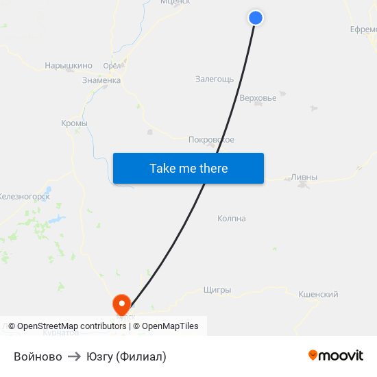 Войново to Юзгу (Филиал) map