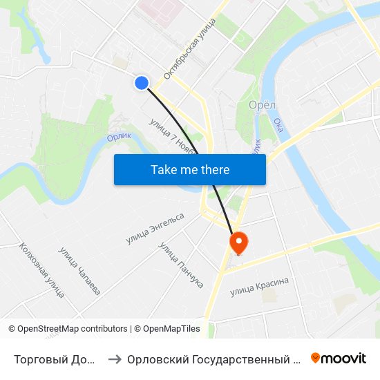 Торговый Дом «Тургеневский» to Орловский Государственный Университет (Польский Корпус) map