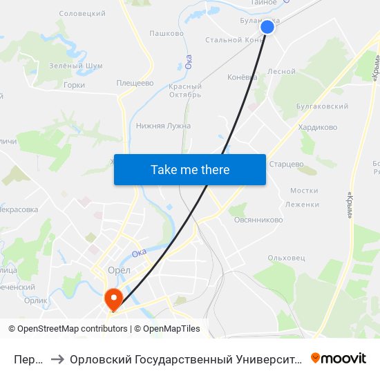 Переезд to Орловский Государственный Университет (Польский Корпус) map