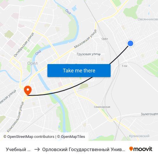 Учебный Комбинат to Орловский Государственный Университет (Польский Корпус) map