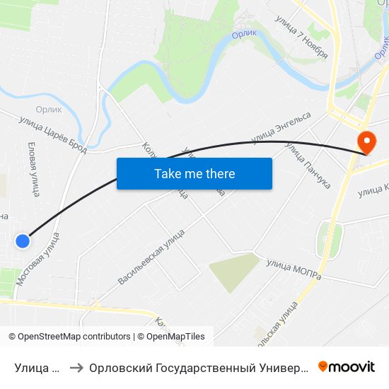 Улица Алроса to Орловский Государственный Университет (Польский Корпус) map