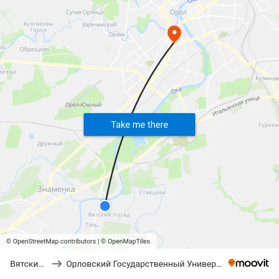 Вятский Посад to Орловский Государственный Университет (Польский Корпус) map