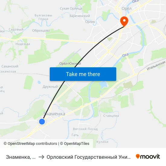 Знаменка, Сельсовет to Орловский Государственный Университет (Польский Корпус) map