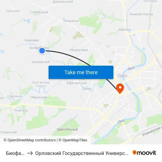 Биофабрика to Орловский Государственный Университет (Польский Корпус) map