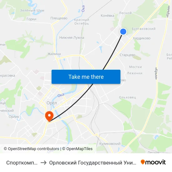 Спорткомплекс Сталь to Орловский Государственный Университет (Польский Корпус) map