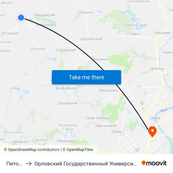 Питомник to Орловский Государственный Университет (Польский Корпус) map