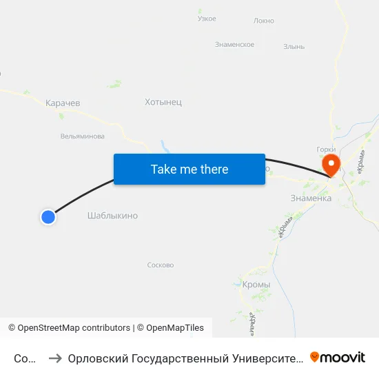 Сомово to Орловский Государственный Университет (Польский Корпус) map