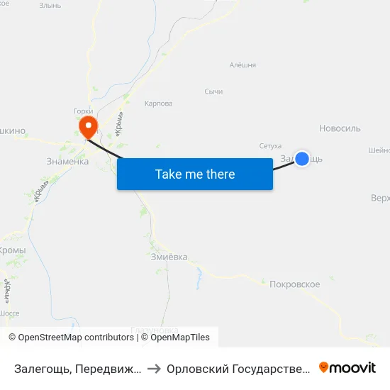 Залегощь, Передвижная Механизированная Колонна to Орловский Государственный Университет (Польский Корпус) map