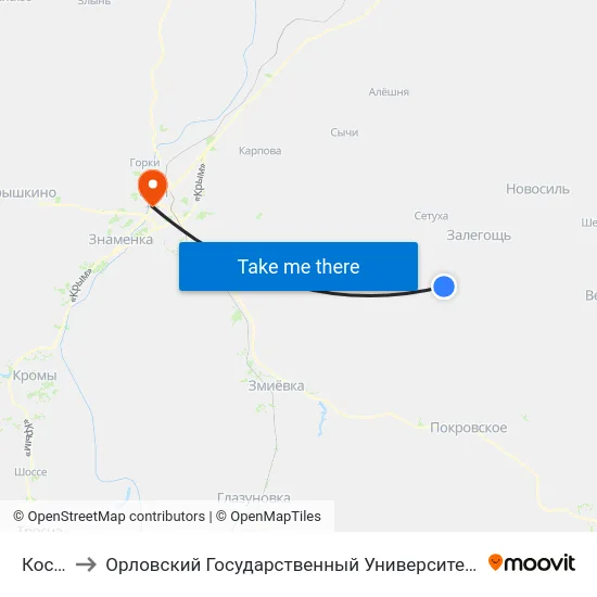 Космос to Орловский Государственный Университет (Польский Корпус) map