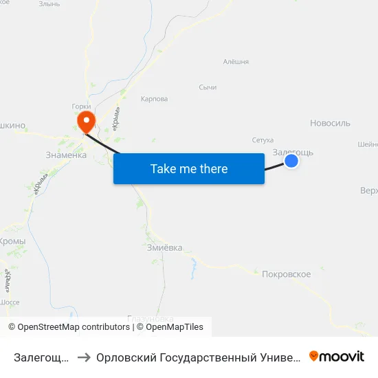 Залегощь, Школа to Орловский Государственный Университет (Польский Корпус) map