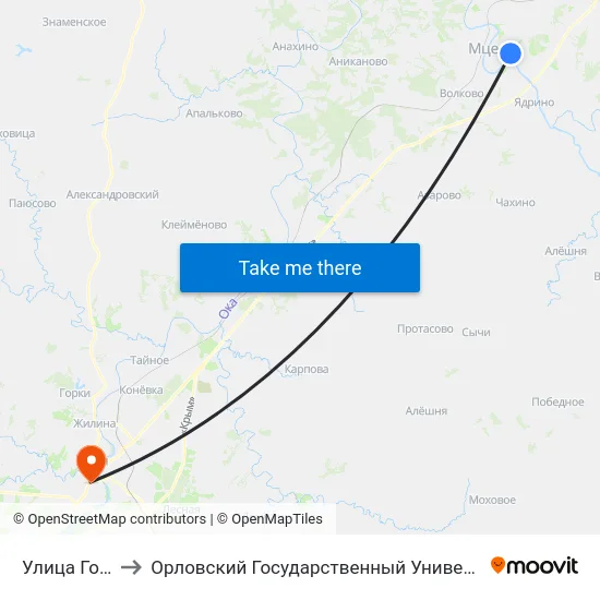 Улица Горбатова to Орловский Государственный Университет (Польский Корпус) map