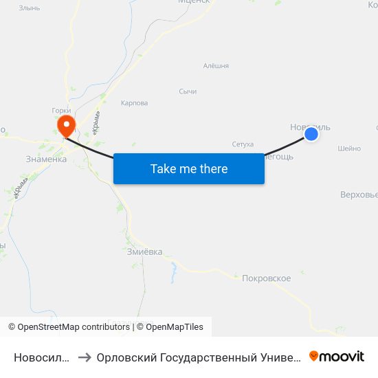 Новосиль, Школа to Орловский Государственный Университет (Польский Корпус) map