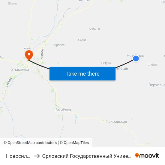 Новосиль, Школа to Орловский Государственный Университет (Польский Корпус) map