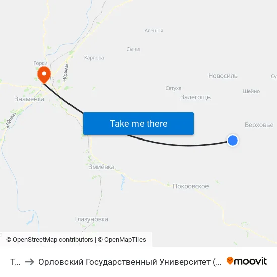Ток to Орловский Государственный Университет (Польский Корпус) map