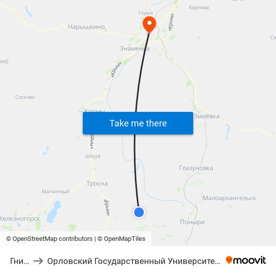 Гнилец to Орловский Государственный Университет (Польский Корпус) map