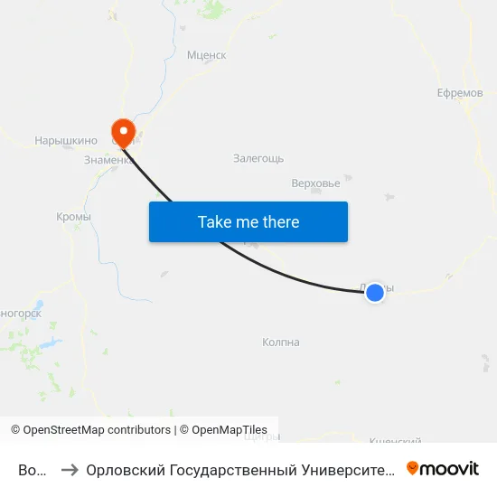 Вокзал to Орловский Государственный Университет (Польский Корпус) map