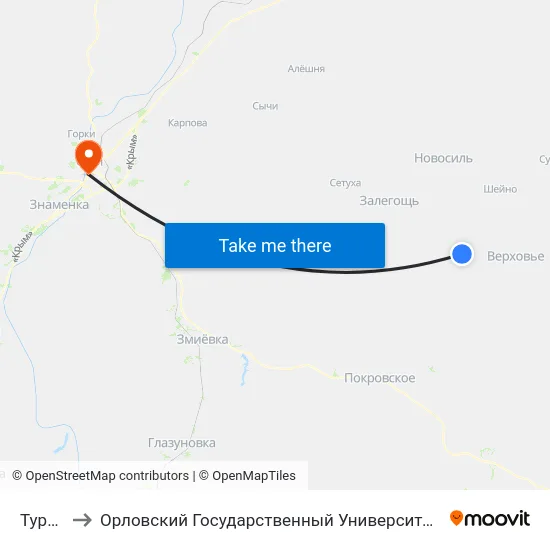Туровка to Орловский Государственный Университет (Польский Корпус) map