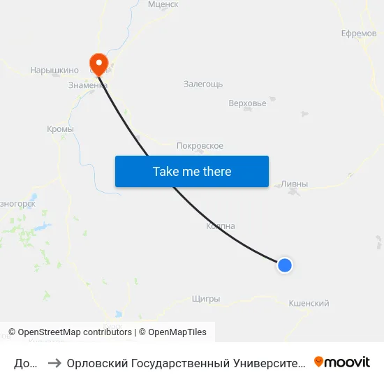 Долгая to Орловский Государственный Университет (Польский Корпус) map