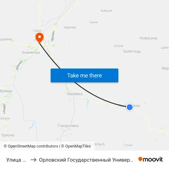 Улица Ленина to Орловский Государственный Университет (Польский Корпус) map