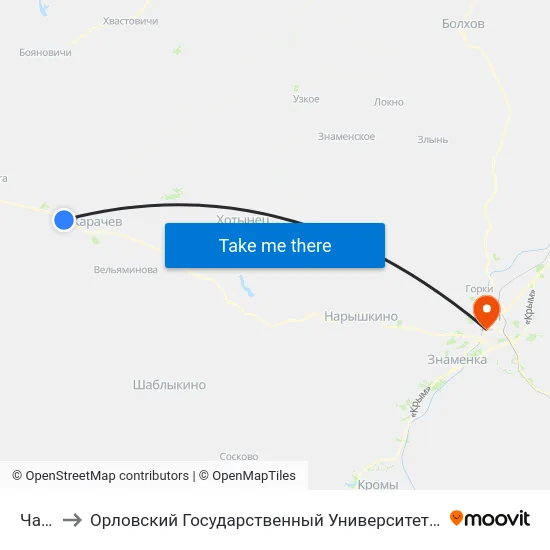 Чайка to Орловский Государственный Университет (Польский Корпус) map