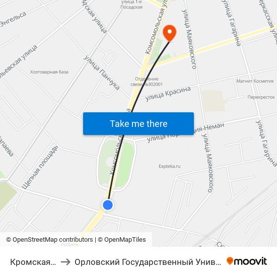 Университет to Орловский Государственный Университет (Польский Корпус) map