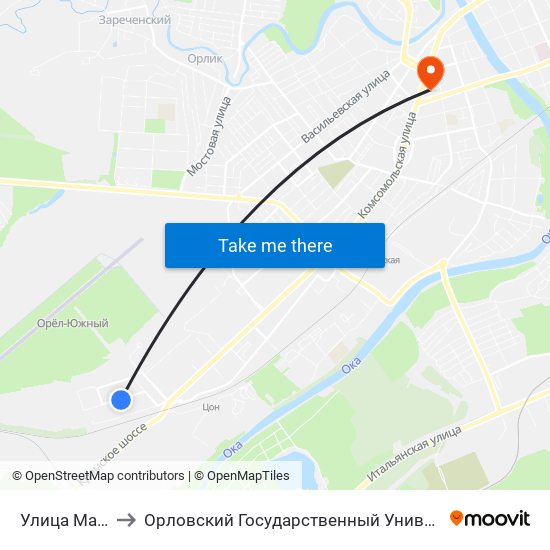 Улица Машкарина to Орловский Государственный Университет (Польский Корпус) map