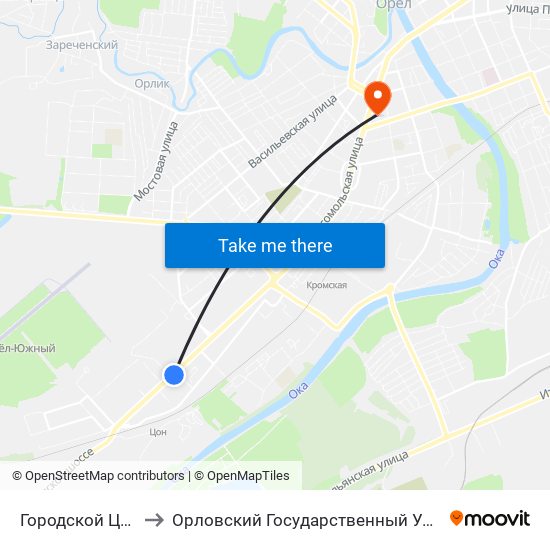 Городской Центр Культуры to Орловский Государственный Университет (Польский Корпус) map