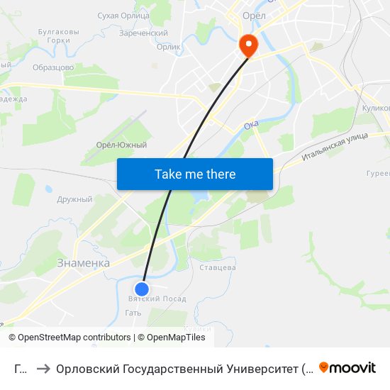 Гать to Орловский Государственный Университет (Польский Корпус) map