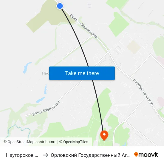 Наугорское Кладбище to Орловский Государственный Аграрный Университет map