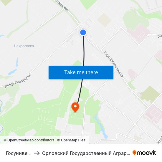 Госуниверситет to Орловский Государственный Аграрный Университет map