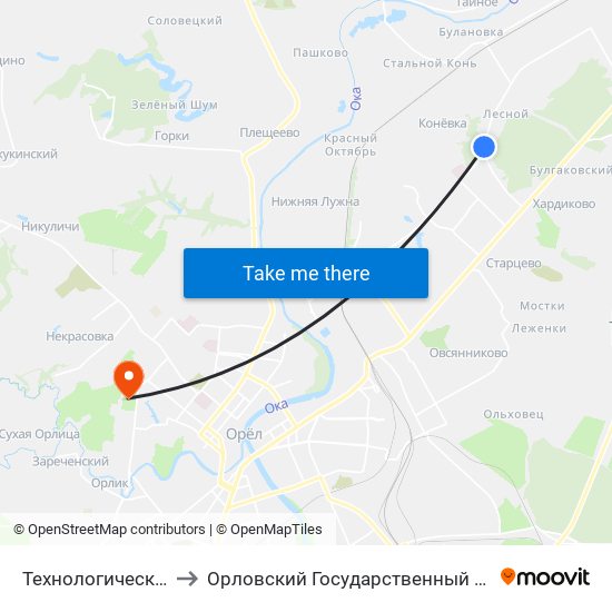 Технологический Техникум to Орловский Государственный Аграрный Университет map