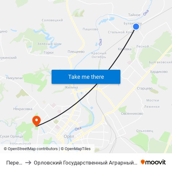 Переезд to Орловский Государственный Аграрный Университет map