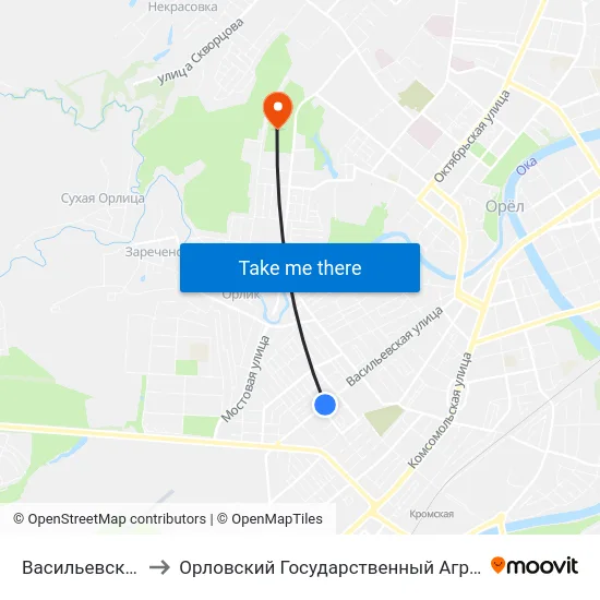 Васильевская Улица to Орловский Государственный Аграрный Университет map