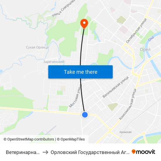 Ветеринарная Клиника to Орловский Государственный Аграрный Университет map