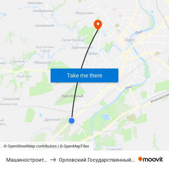Машиностроительная Улица to Орловский Государственный Аграрный Университет map