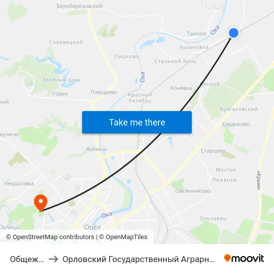 Общежитие to Орловский Государственный Аграрный Университет map