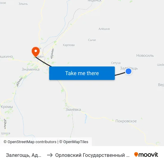 Залегощь, Администрация to Орловский Государственный Аграрный Университет map