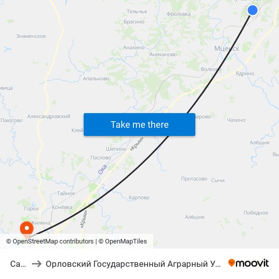 Сады to Орловский Государственный Аграрный Университет map