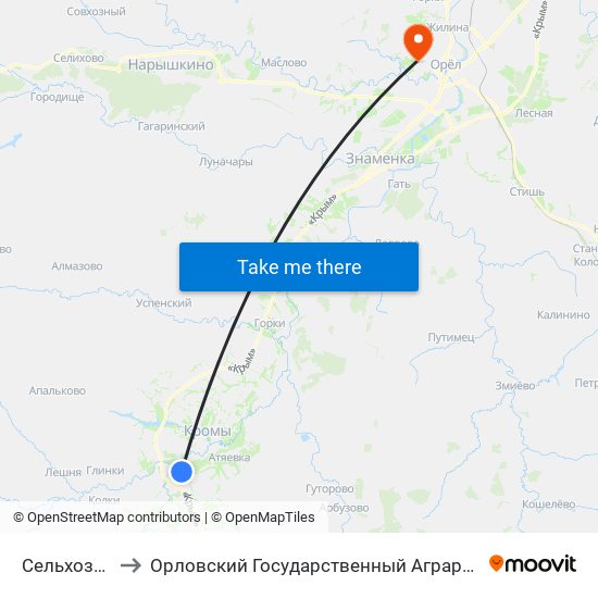 Сельхозхимия to Орловский Государственный Аграрный Университет map