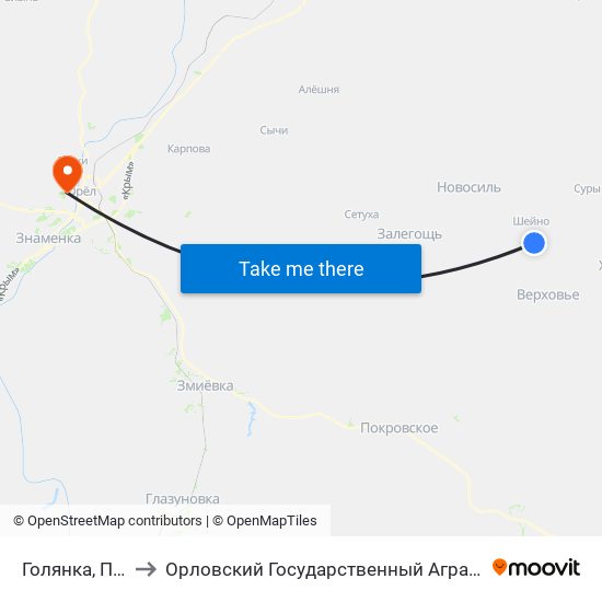 Голянка, Поворот to Орловский Государственный Аграрный Университет map