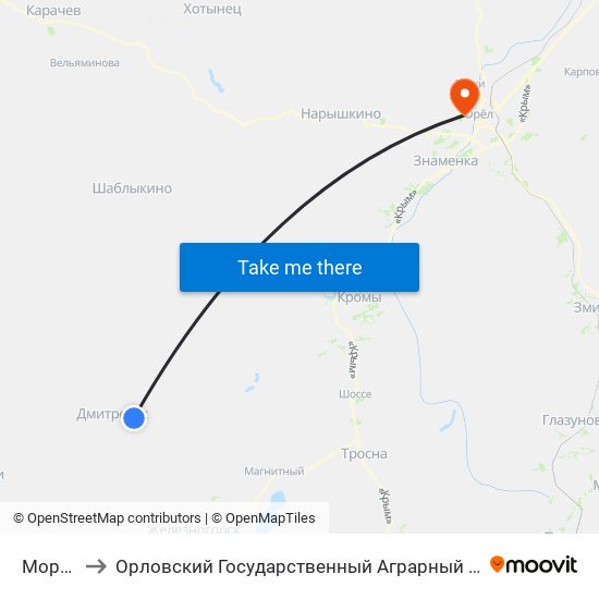 Морево to Орловский Государственный Аграрный Университет map