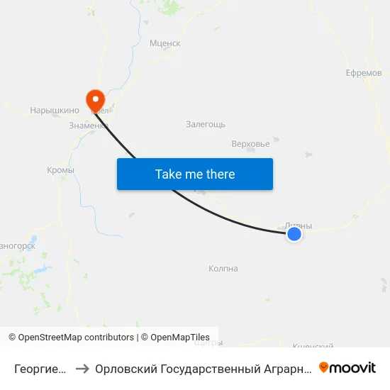 Георгиевская to Орловский Государственный Аграрный Университет map