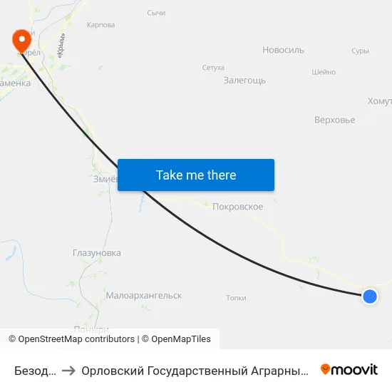 Безодное to Орловский Государственный Аграрный Университет map