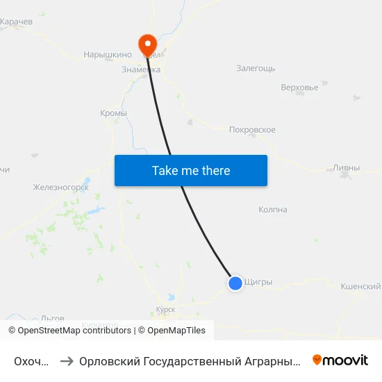 Охочевка to Орловский Государственный Аграрный Университет map