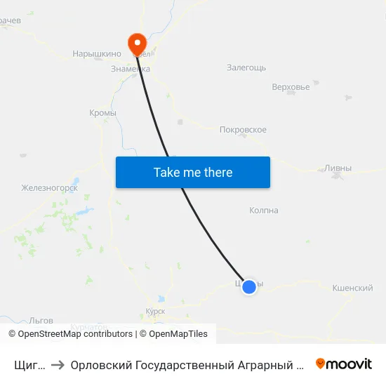 Щигры to Орловский Государственный Аграрный Университет map