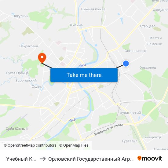 Учебный Комбинат to Орловский Государственный Аграрный Университет map