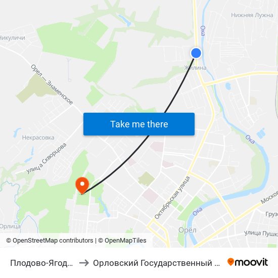 Плодово-Ягодная Станция to Орловский Государственный Аграрный Университет map