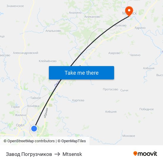 Завод Погрузчиков to Mtsensk map