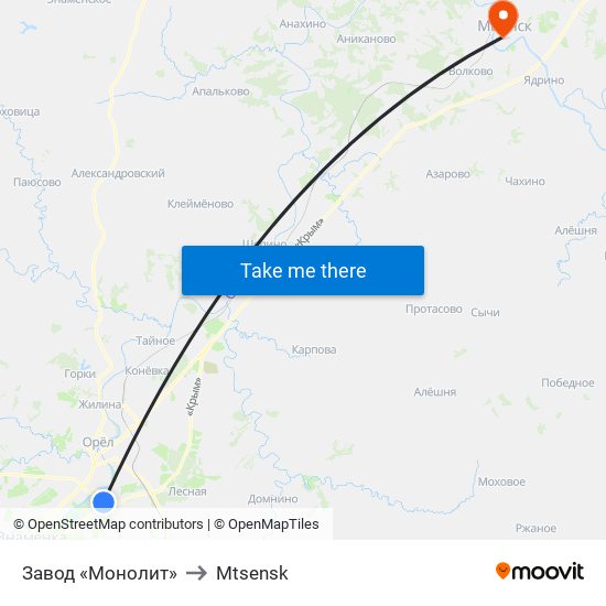 Завод «Монолит» to Mtsensk map