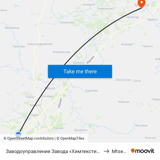 Заводоуправление Завода «Химтекстильмаш» to Mtsensk map